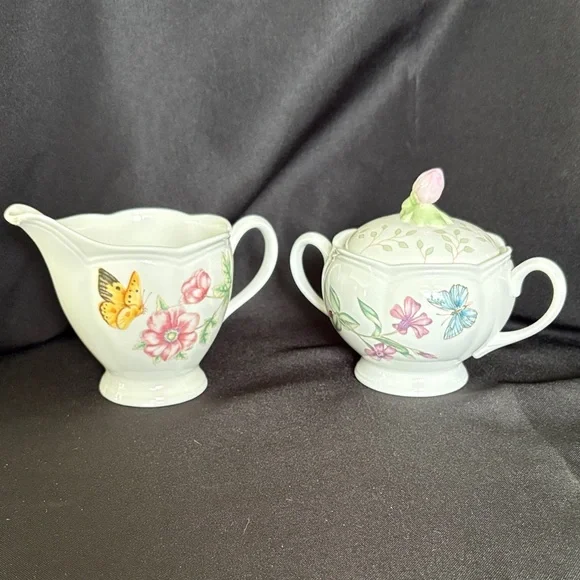 Lenox Floral Creamer and Sugar Bowl Set - Picture 1 of 7